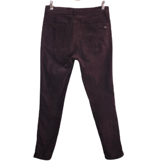 Rag & Bone Velvet Wine Purple High Rise 10 Inch Capri 28 - Picture 10 of 10